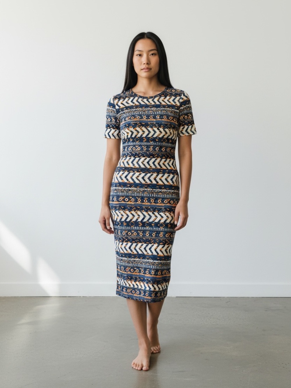 LuLaRoe Julia Dress XS Geometric Aztec Print Fitted Stretch Bodycon